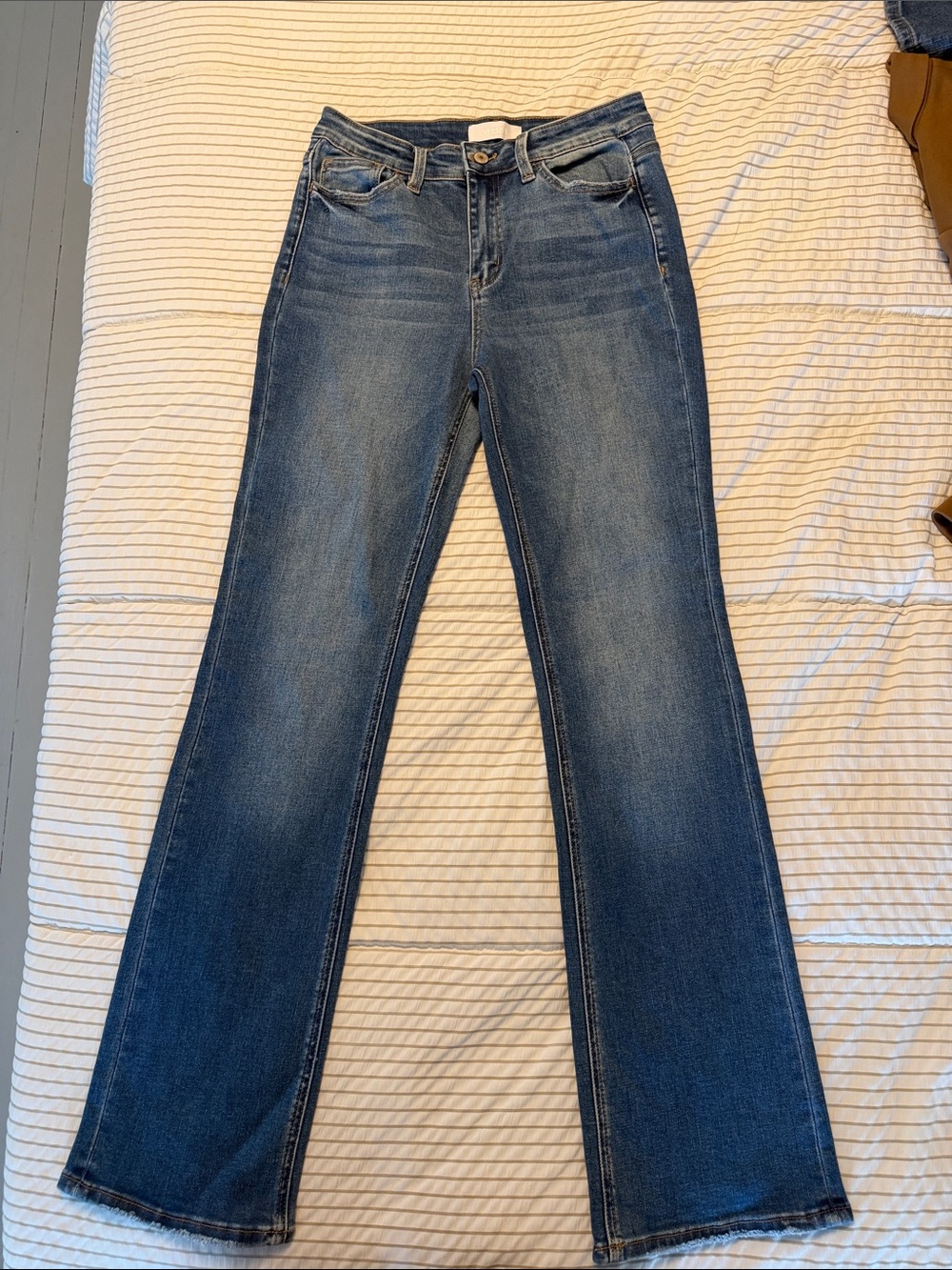 Mid Wash Blue Wide-Leg Flare Jeans - Women's Classic Flare
